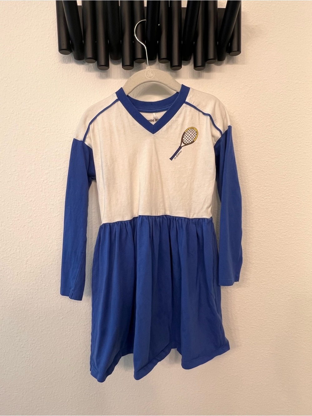 Mini Rodini Girls Two-Tone Tennis Dress with Racket Patch